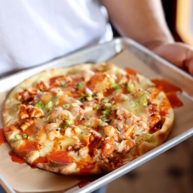 Buffalo Chicken Flatbread at Maple Hall Bowling in Knoxville